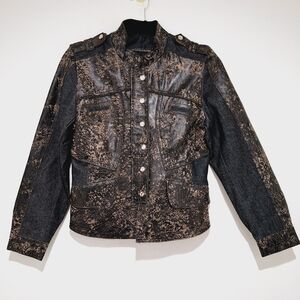 NWOT H&D Classic Leather Collection" denim & leather motorcycle jacket MED🤍